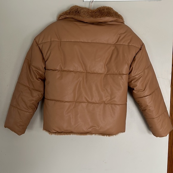 Express Reversible Vegan Leather & Faux Fur Puffer Coat - XXS - Picture 9 of 16